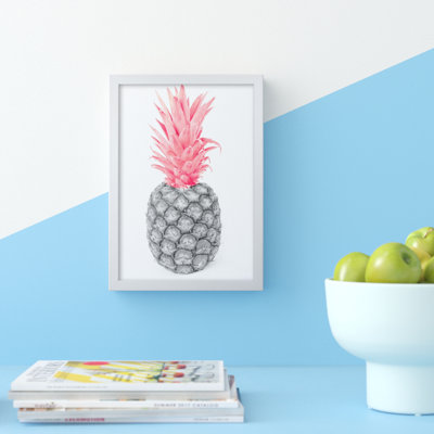 Black And Pink Pineapple Abstract - Print