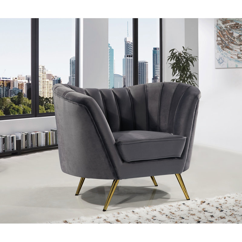 fauteuil demi-tonneau Koger, Velours gris