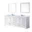 Meuble-lavabo double blanc l 84 po x P 22 po, comptoir en marbre de Carrare, ensemble de robinet et miroirs 34 po