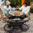 Round Charcoal Wood Burning Outdoor Cold-rolled Steel Fire Pit Table