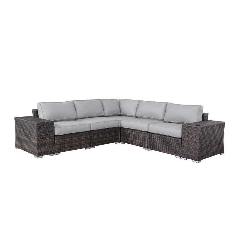 Biles 7-Piece Sectional Seating Group with Cushions, Espresso