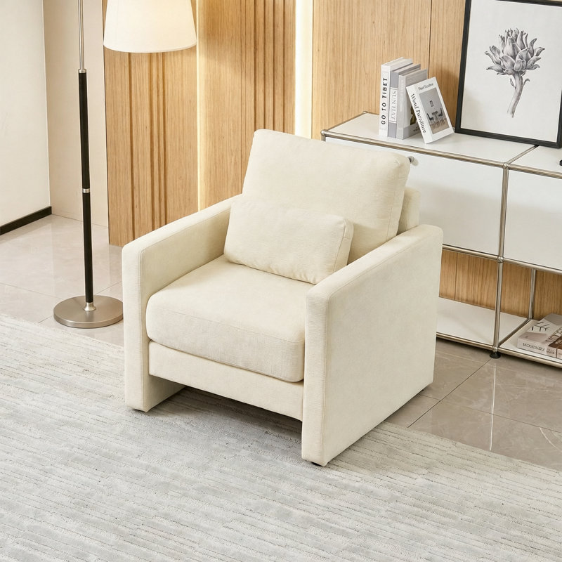 Chaise d'appoint moderne, fauteuil rembourré en chenille - style moderne, structure en bois massif - idéale pour le salon, la chambre à coucher, le bureau