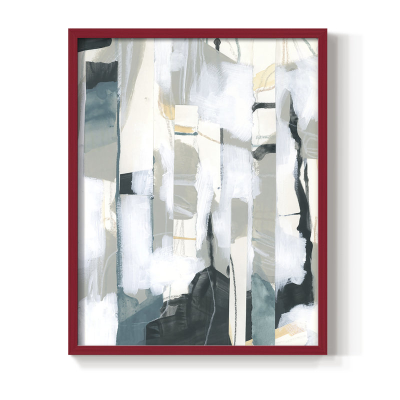 Sea Cavern Strata I, reproduction encadrée - bois massif, Cadre simple rouge, H 10 po x l 8 po