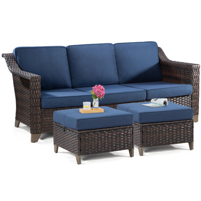 77'' Wide Wicker Outdoor Patio Sofa -  Red Barrel StudioÂ®, 0789448A22404802A511246E1E5ABA2F