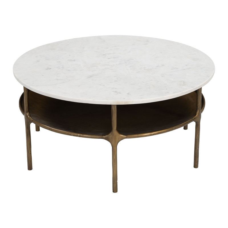 Coffee Table White & Brass