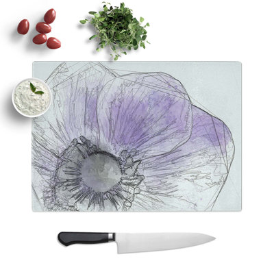 Tempered Glass Anemone Flower Chopping Board