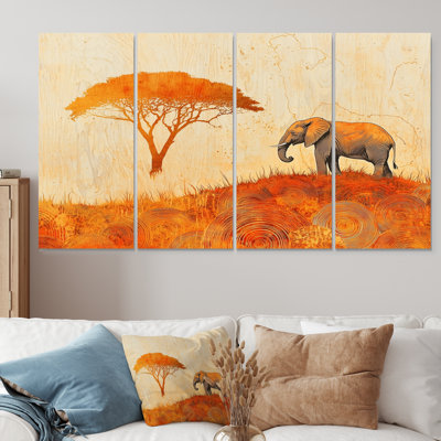 Éléphant «Spirit of the Savannah I» - Art mural animal éléphant - ensemble d'art mural moderne