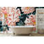 Papier peint botanique floral avec aquarelle et pivoines roses-1895074886