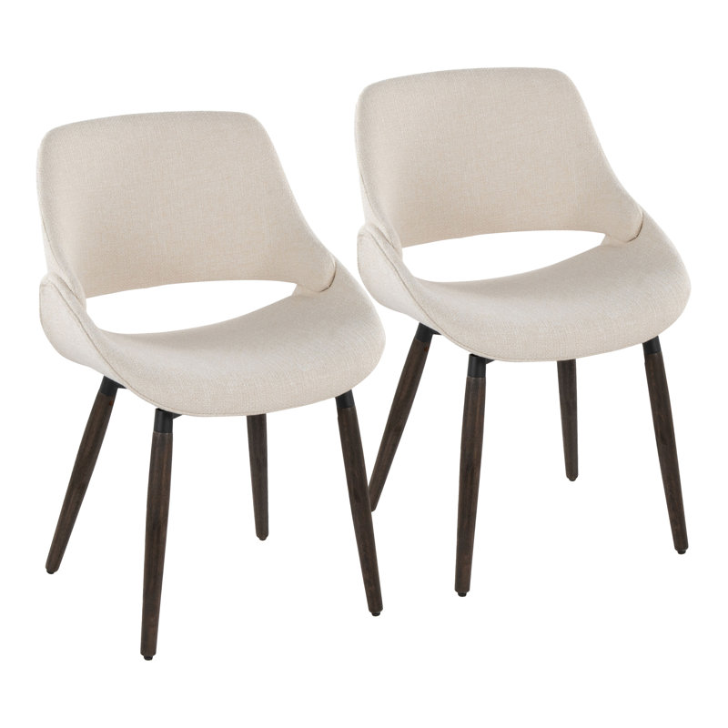 Chaise rembourrée avec pieds en bois Najrin (ensemble de 2), Crème