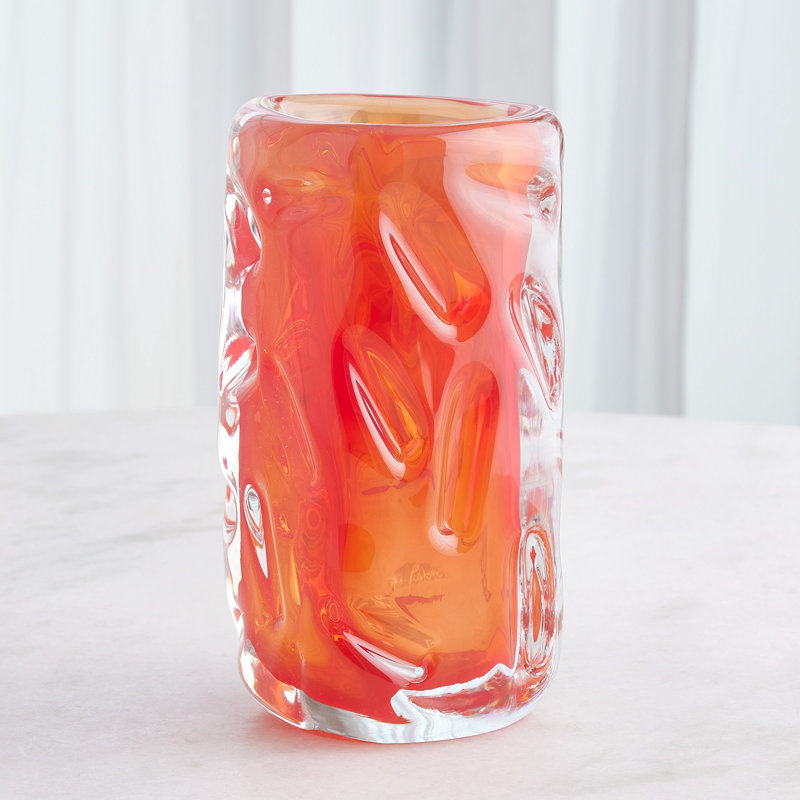 Glass Table Vase, Red, Overall Height- 6"