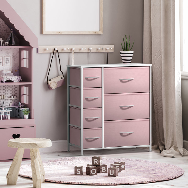 Commode 7 tiroirs Sorbus, Rose