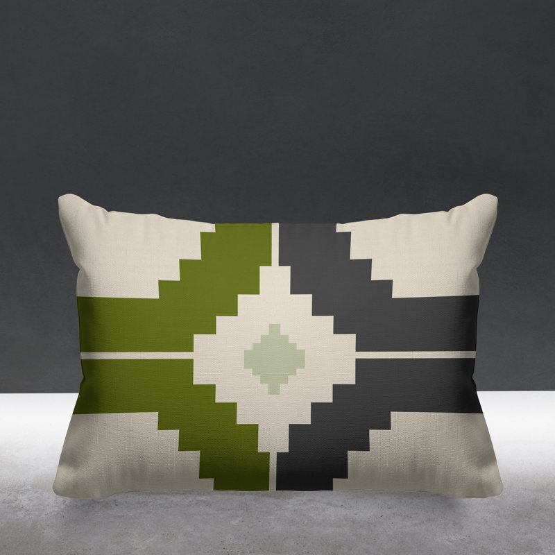 Coussin intérieur / extérieur Kele Southwestern, Chartreuse