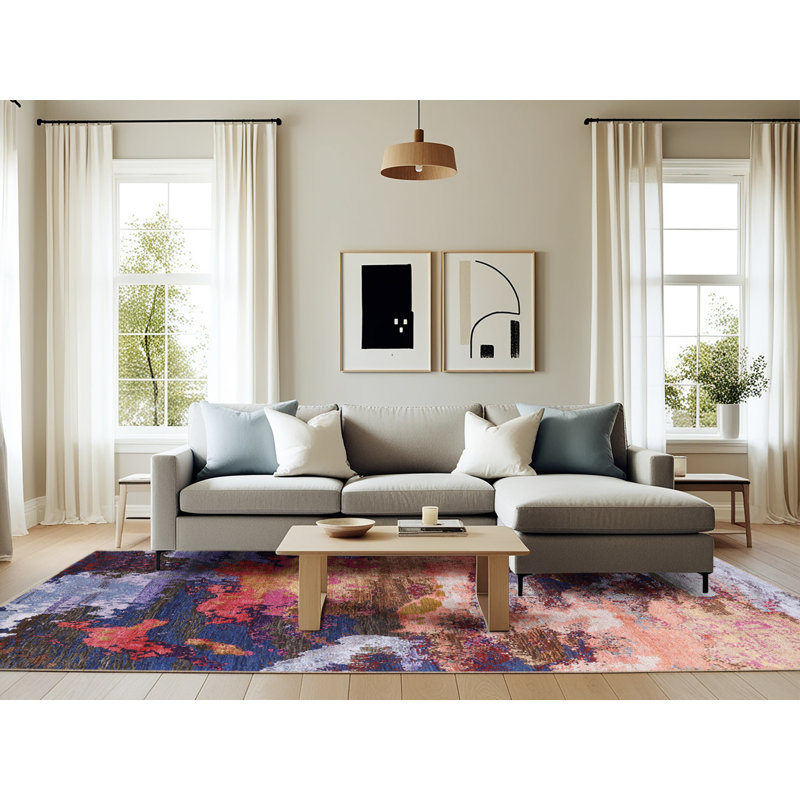 Tapis abstrait multicolore Brusly, Rectangle 6 pi x 9 pi