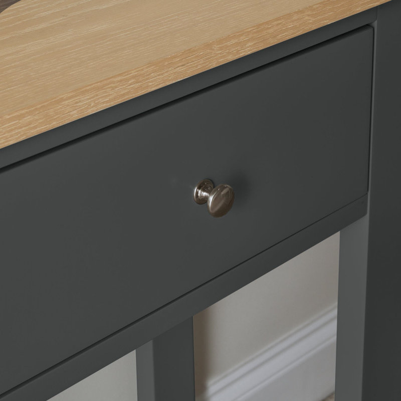 Kohen Solid Wood Top Console Table, 76cm H x 90cm W x 33cm D, Slate Grey