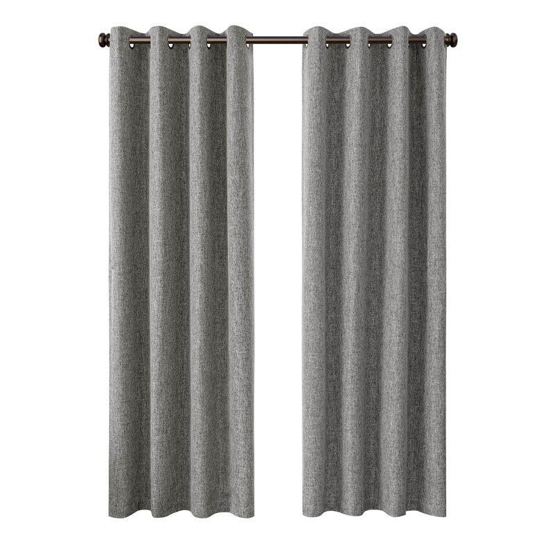 Paire de rideaux occultant avec œillets 100% lin (2 panneaux), Heather Dark Gray, 52" W x 84" L