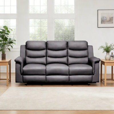 Canapé inclinable avec housse de console centrale, housses extensibles de canapé inclinable à 3 sièges (NOIR, housse inclinable à 3 sièges avec console) Similicuir NOIR