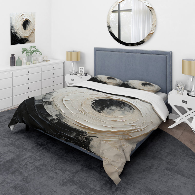 Ensemble de housse de couette en microfibre / polyester Minimalist Spiral, Housse de couette simple + 1 taie décorative stan