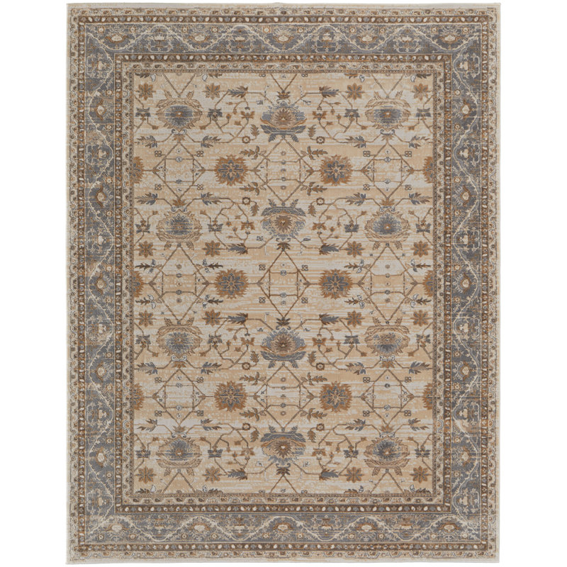 Tapis en viscose et polyester à bordure Neam Luxury & Glam, Rectangle 12 pi x 15 pi
