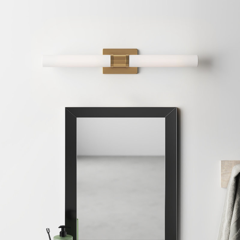 Evelien 2-Light Dimmable Metal Vanity Light, Satin Brass, 60 W, 30" H x 5" W x 3.63" D