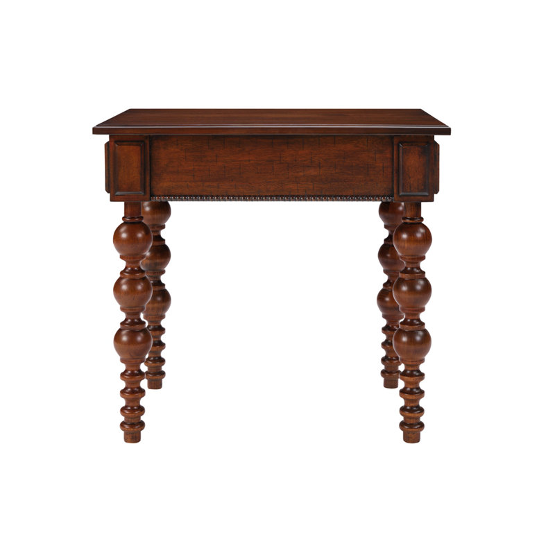Table de bout vintage en bois massif avec tiroir, Noyer
