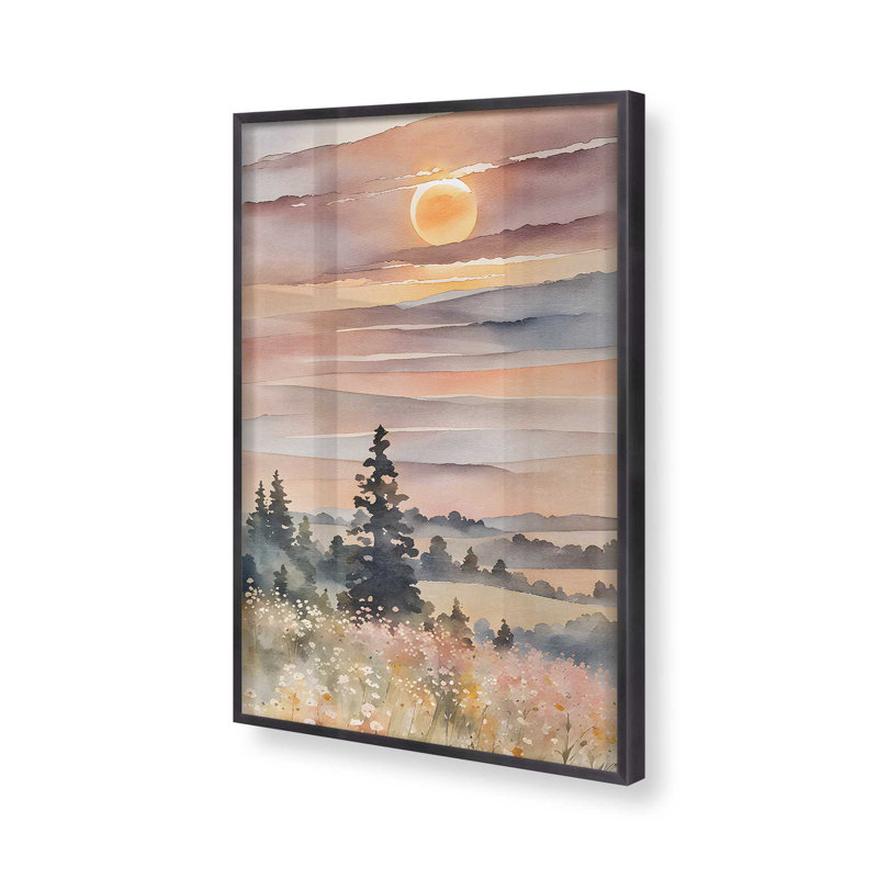 Coucher de soleil dans la vallée en fleurs II, H 17,25 po x l 13,25 po, Cadre photo simple en zinc patiné