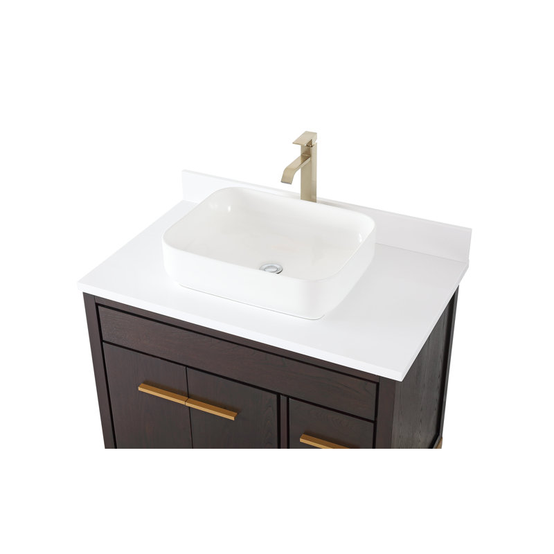 Andreka 36'' Single Bathroom Vanity with Top, White, Espresso