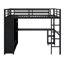 Structure de lit mezzanine en métal avec garde-robe intégrée, bureau et tablettes de rangement