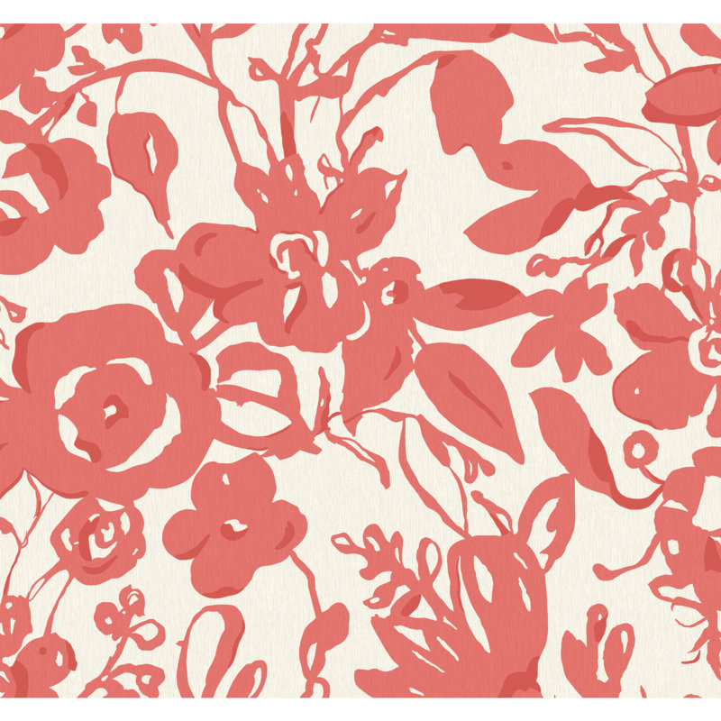 Floral Wallpaper, Coral