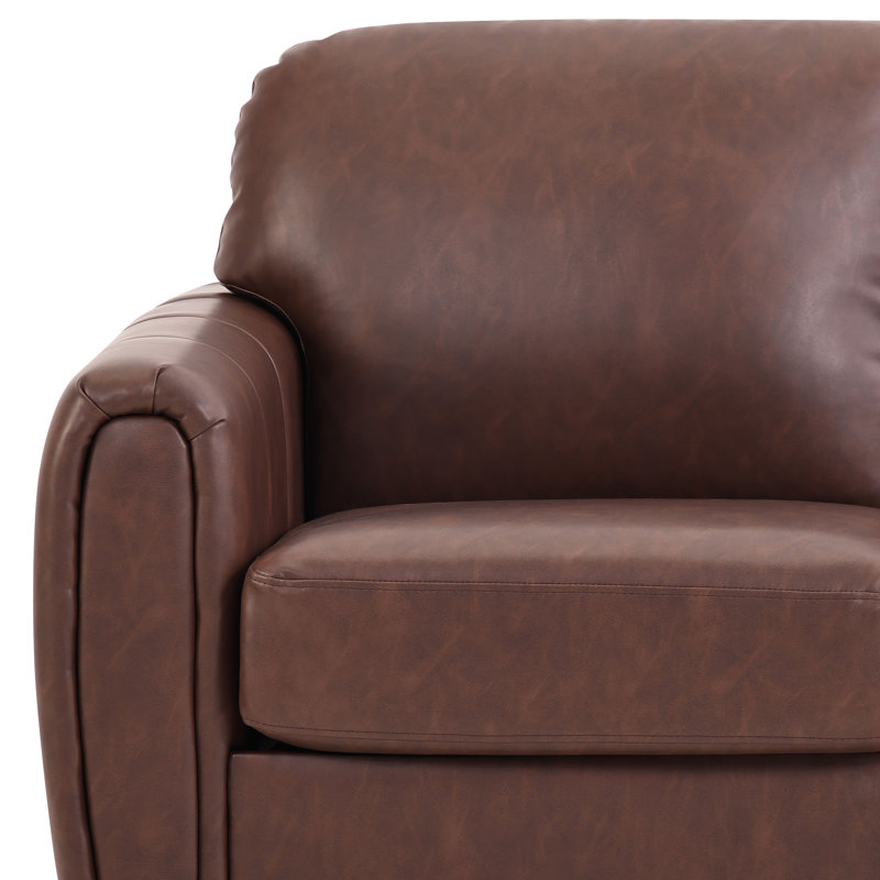 Dawn Channel Tufted Sofa, Brown Faux Leather