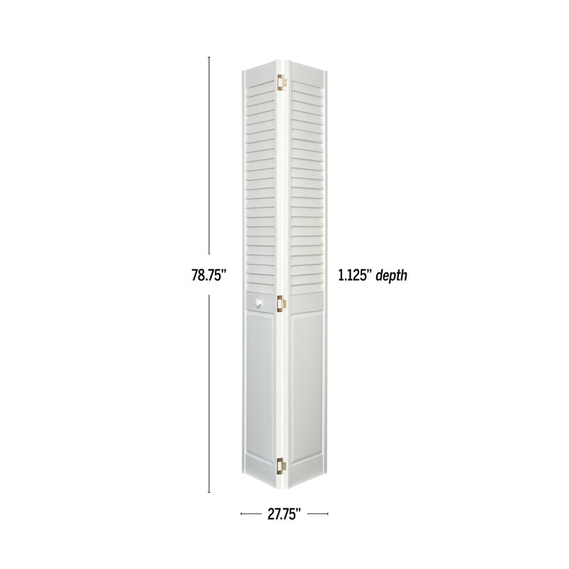 Porte pliante en deux en bois à persiennes Radiata, 28 po x 80 po, Blanc apprêté