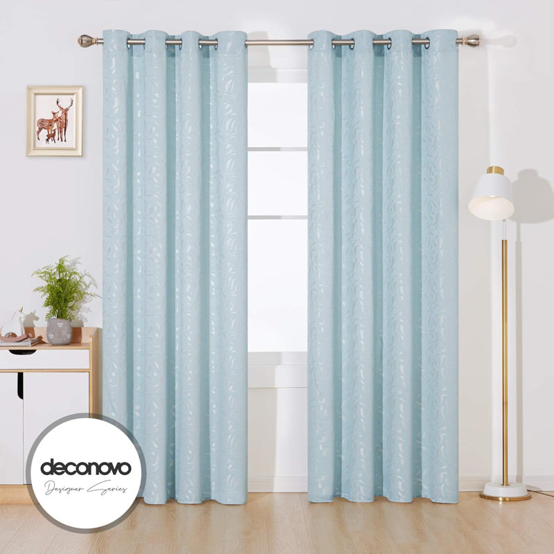 Blackout Curtain Pair, 140cm wide x 240cm high, Light sky blue