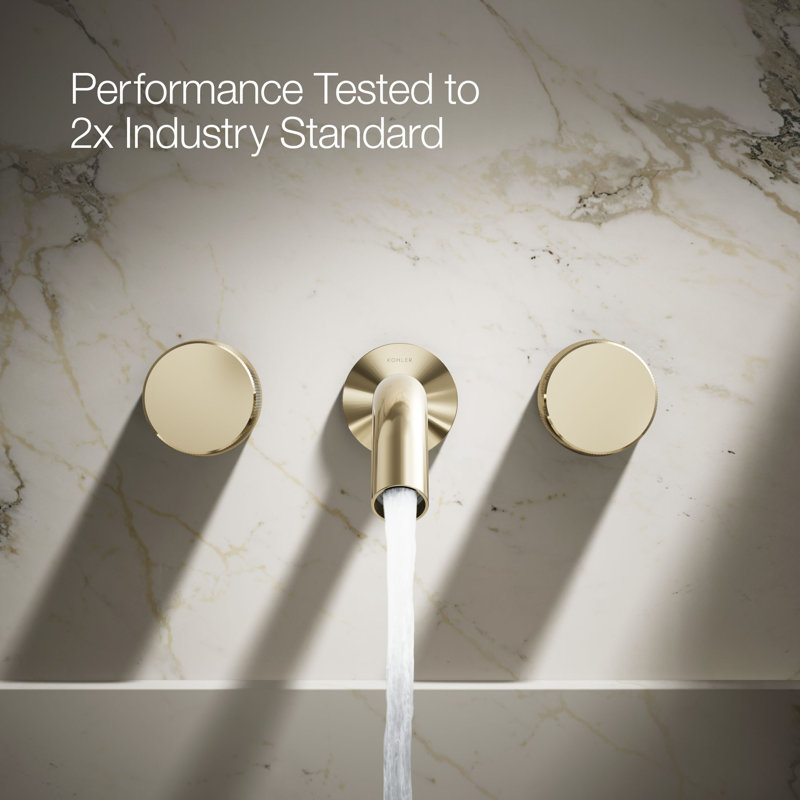 Components Wall-Mount Bathroom Sink Faucet Trim with Oyl Handles, Vibrant French Gold
