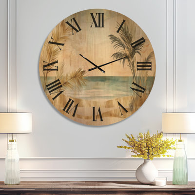 Très grande horloge murale en bois de palmier