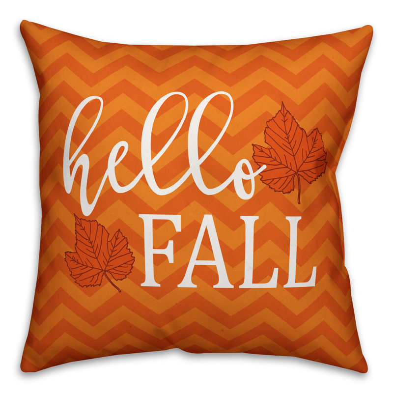 Hello Fall Chevron Chevron Indoor/Outdoor Reversible Throw Pillow, Indoor