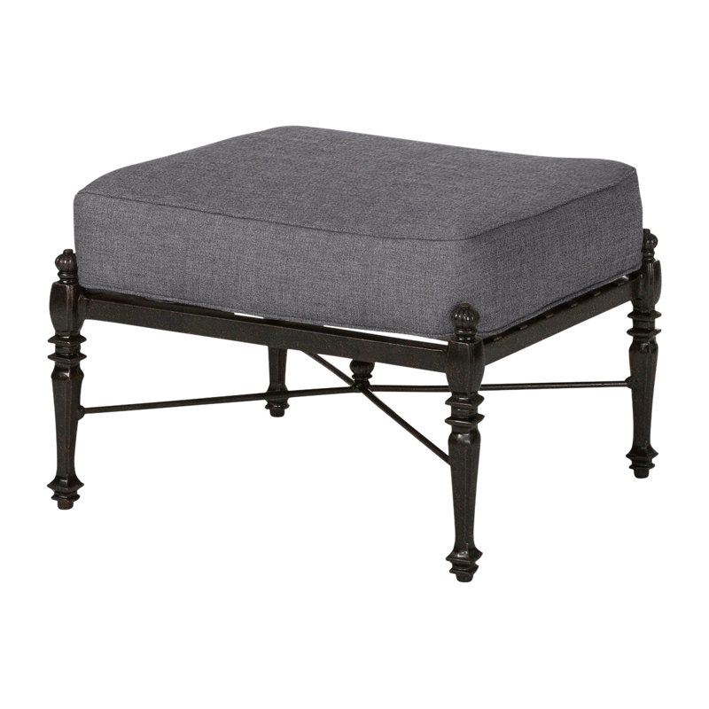 Grand Terrace Outdoor Ottoman, Desert Bronze, Cast Slate Sunbrella® Plainweave