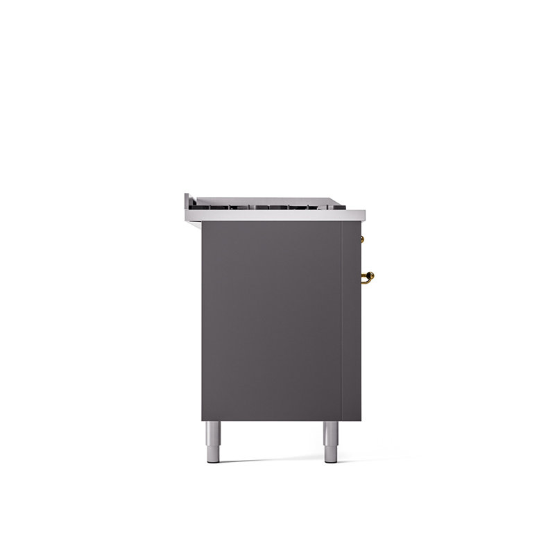 ILVE Nostalgie II 60 in Dual Fuel Range, 7 Burner, Griddle, Frenchtop, Burgundy Red/Burnished, Liquid Propane
