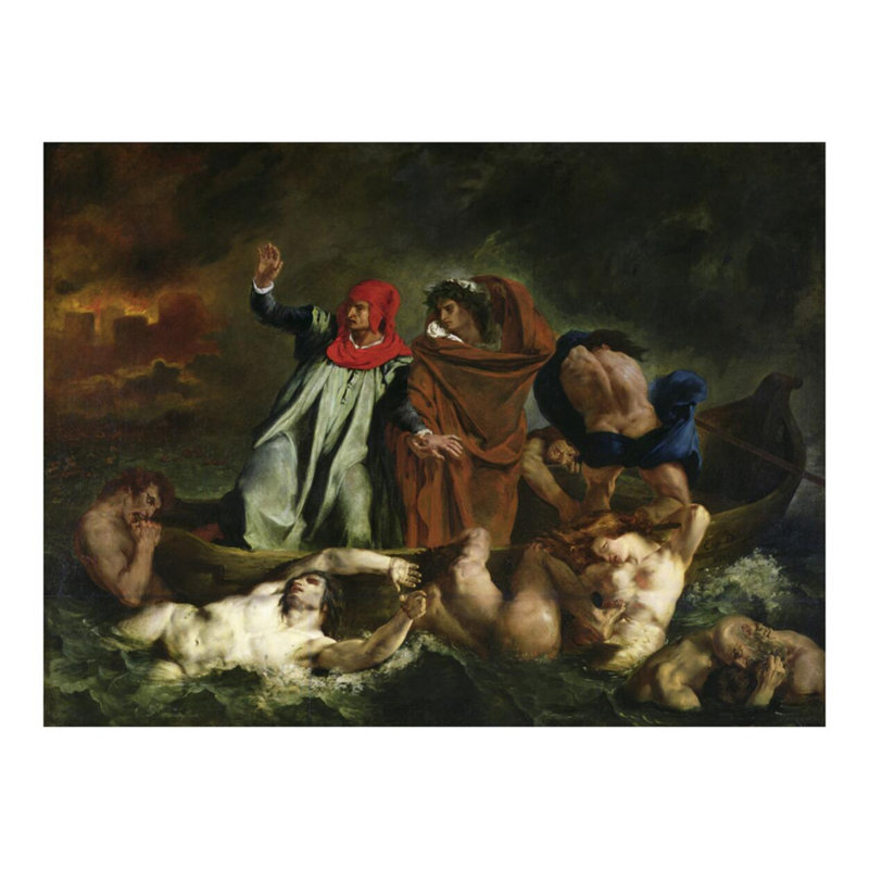 Dante (1265-1321) et Virgile (70-19 avant notre ère) dans les Enfers par Eugène Delacroix - Estampe numérique