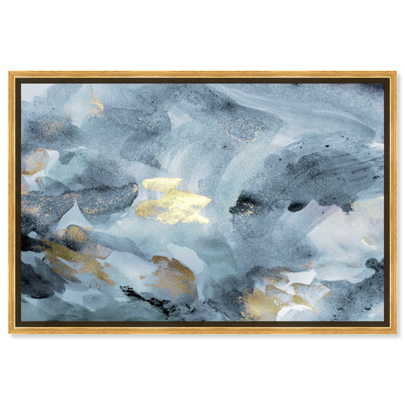 Bleu améthyste transporté - Peinture, Cadre flottant doré, H 10 po x l 15 po
