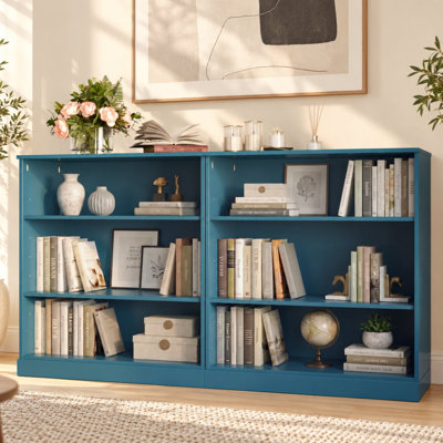 Bibliothèque 100% bois massif à 6 tablettes avec rangement ouvert et tablettes réglables, étagère de présentation, l 64 po x H 35,75 po