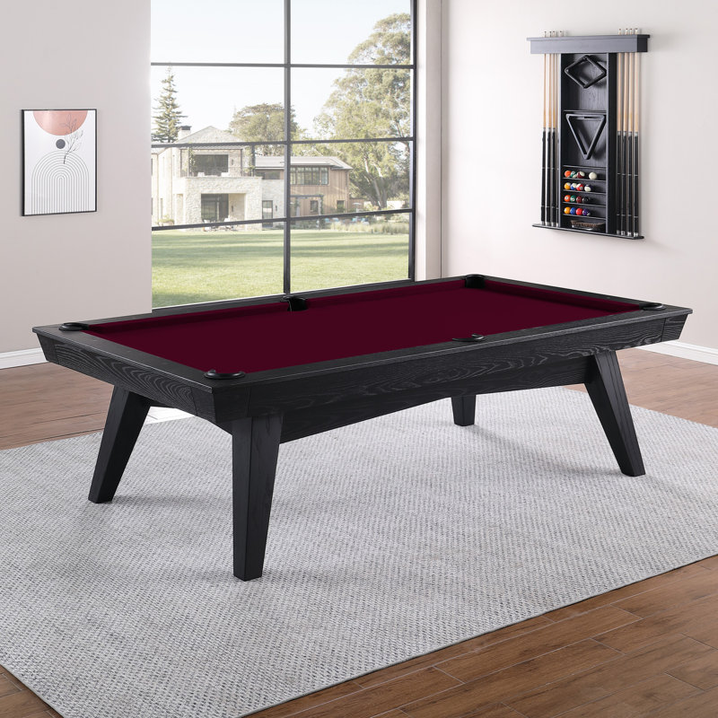 Table de billard en ardoise avec plateau de salle à manger ModArt, 8 pi, Vin, Bois de frêne noir