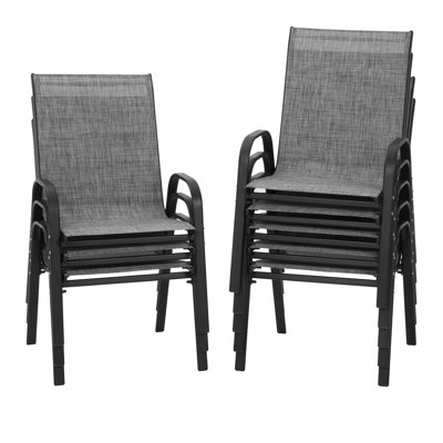 Space-Saving Outdoor Stackable Dining Armchairs (Set Of 8) by Lark Manor