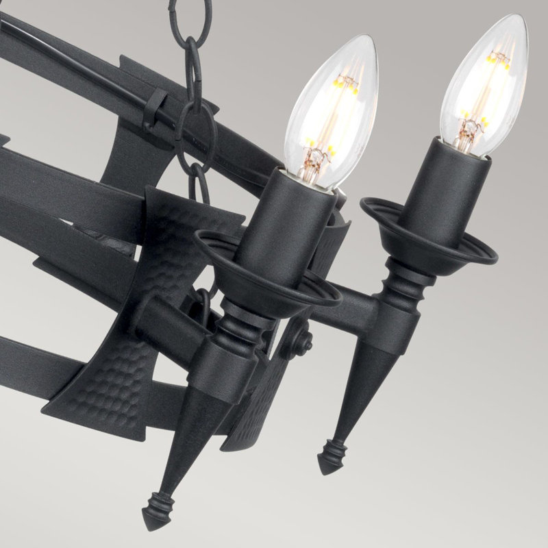 Voight 5 - Light Waggon Wheel Chandelier, Black