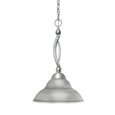 Whitby Chain Hung Pendant Shown In Brushed Nickel Finish With 13" Brushed Nickel Double Bubble Metal Shade