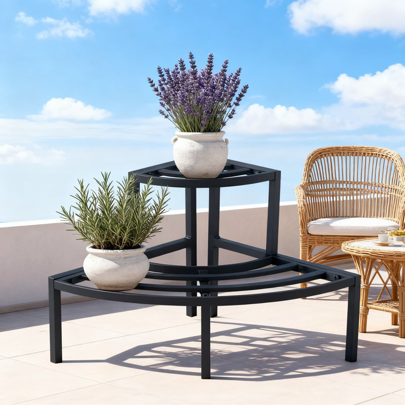 Support pour plante à 2 niveaux en aluminium pour l'intérieur et l'extérieur, échelle de coin légère avec construction antirouille pour une présentation stable des plantes