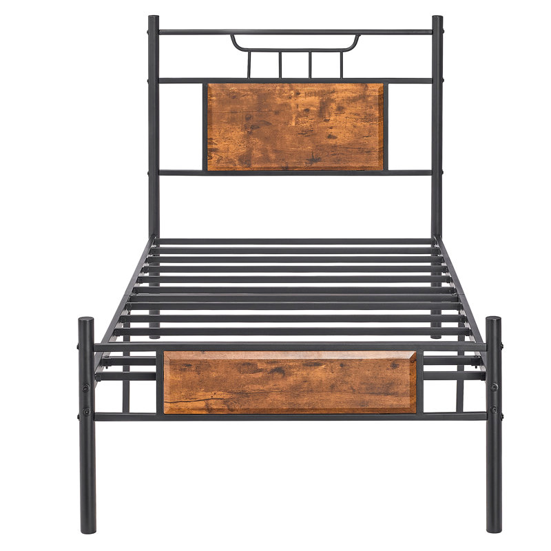 Twin Bed Frame, Single (3'), Rustic Brown