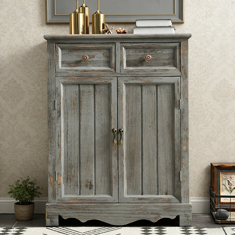 Banc de rangement pour chaussures en bois massif gris clair, Gris clair