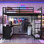Bed Frame for Small Kids Bedrooms and College Dorms, Full Size Storage Loft Bed, Jet Black Metal