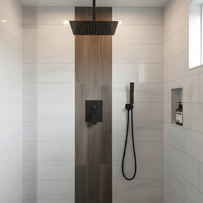 16" Shower Head System Ceiling Mounted Shower, Matte Black