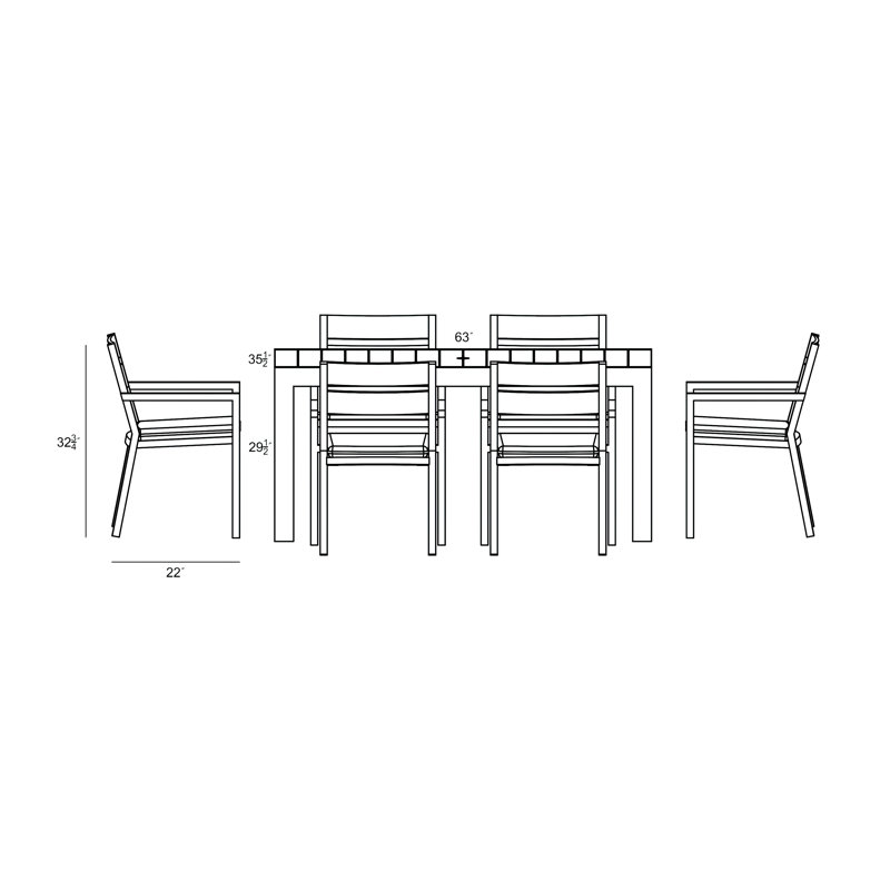 Pacifica Outdoor 7 - Piece Dining Set with Cushions, Cast Silver Sunbrella®, Slate