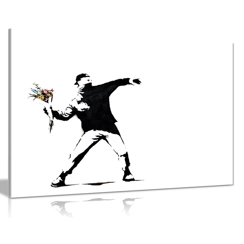 Flower Thrower by Banksy - Wrapped Canvas Print, 51cm H x 76cm W